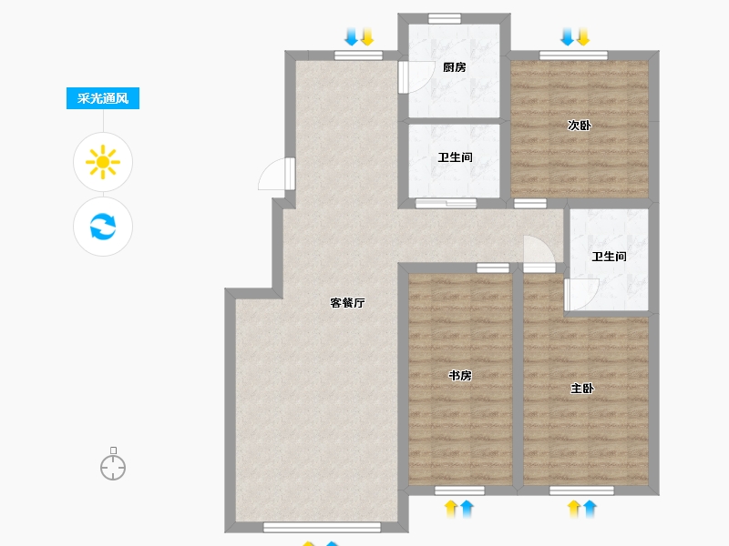 吉林省-白城市-四季华城御苑-96.08-户型库-采光通风