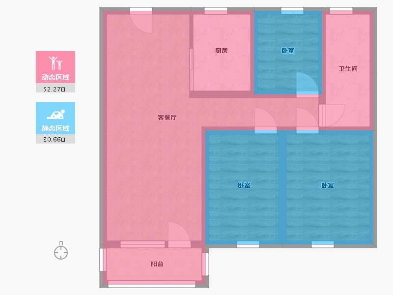 辽宁省-鞍山市-宝居朗庭国际-72.71-户型库-动静分区