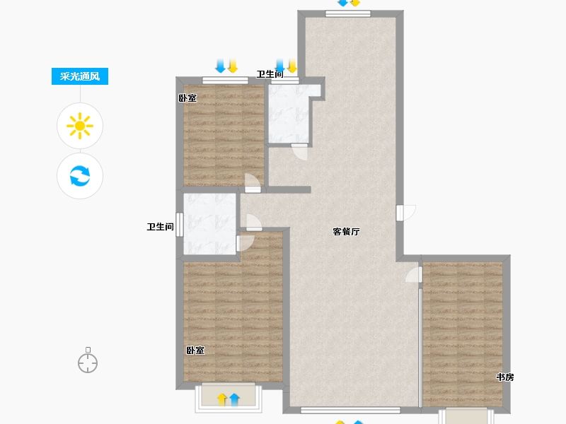 内蒙古自治区-呼和浩特市-大境-108.00-户型库-采光通风