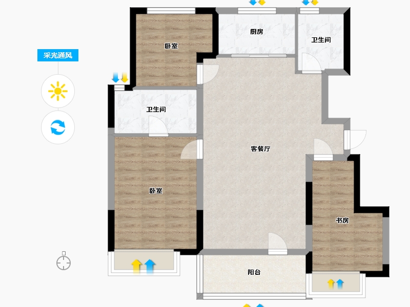 辽宁省-大连市-和山步云谷-93.00-户型库-采光通风