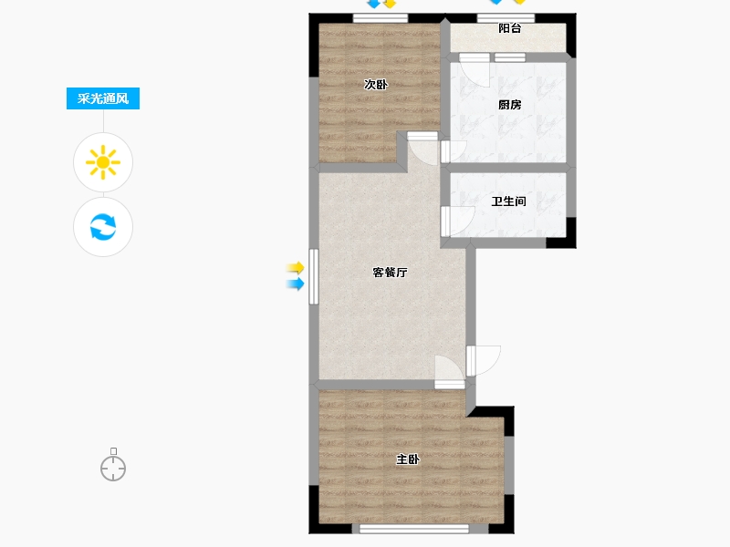 吉林省-延边朝鲜族自治州-苹果社区-60.00-户型库-采光通风