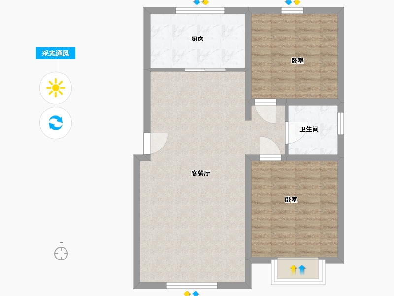 辽宁省-鞍山市-紫云沁园春-71.00-户型库-采光通风