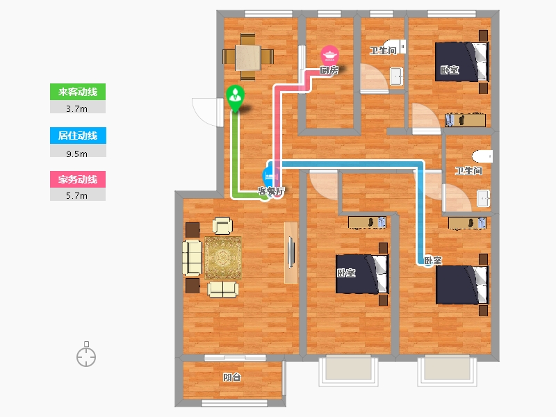 河北省-邯郸市-米兰·领寓-105.92-户型库-动静线