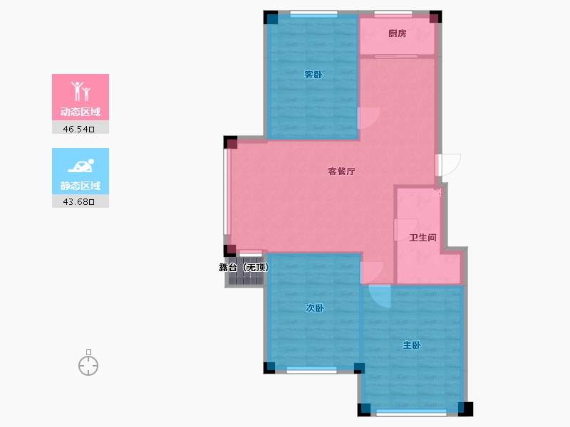 辽宁省-丹东市-五州·御山首府-83.47-户型库-动静分区