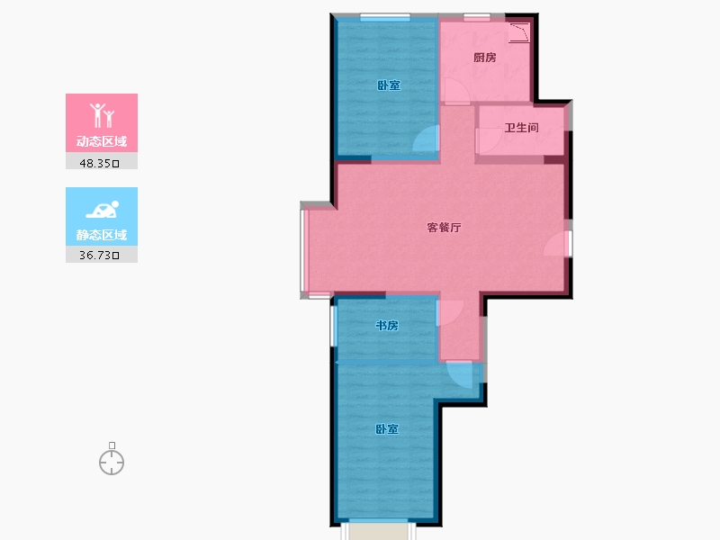 辽宁省-沈阳市-中金公元启城-75.97-户型库-动静分区