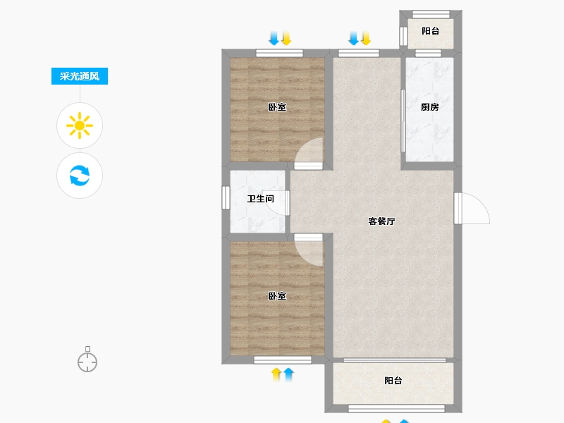 黑龙江省-大庆市-欣苑花园-68.42-户型库-采光通风