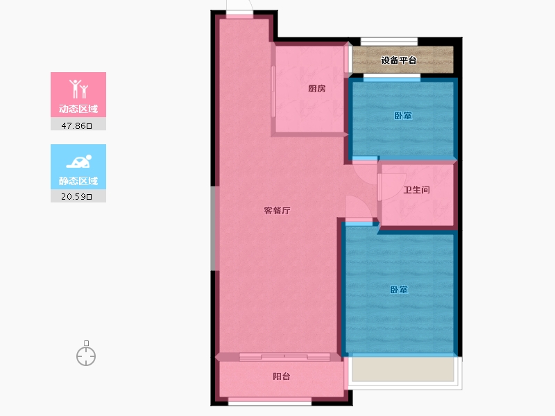 内蒙古自治区-呼和浩特市-内房投·东望-63.33-户型库-动静分区