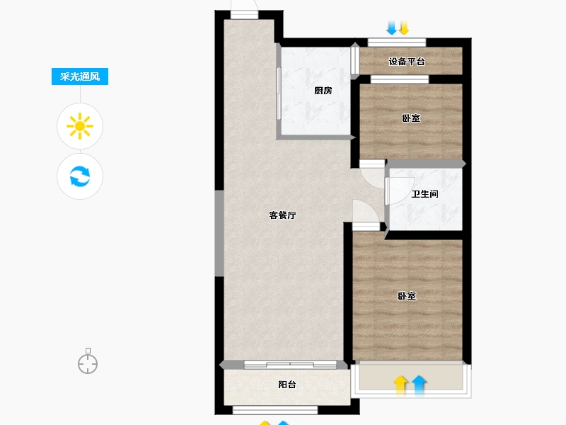 内蒙古自治区-呼和浩特市-内房投·东望-63.33-户型库-采光通风