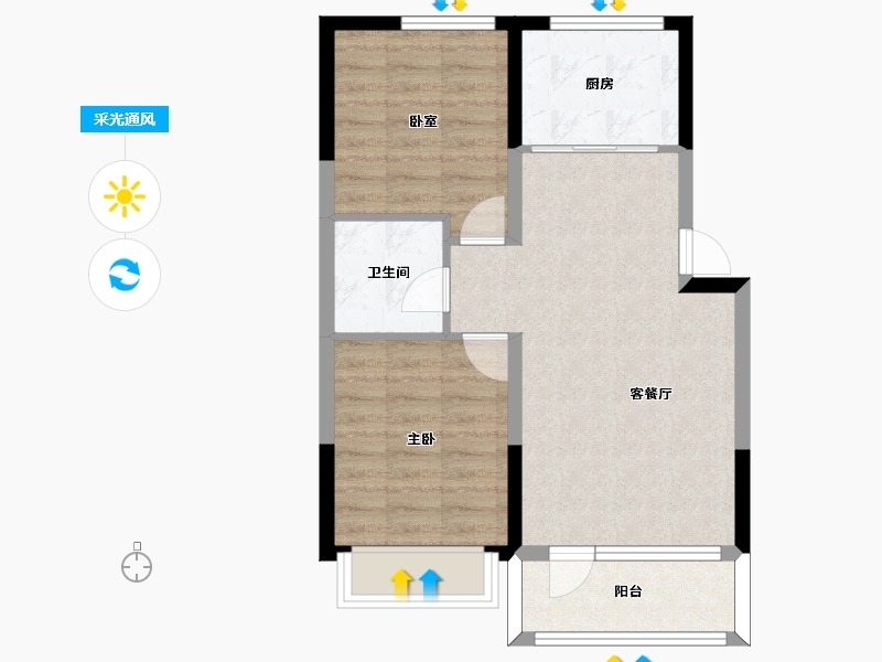 吉林省-四平市-四平金域澜湾-61.94-户型库-采光通风