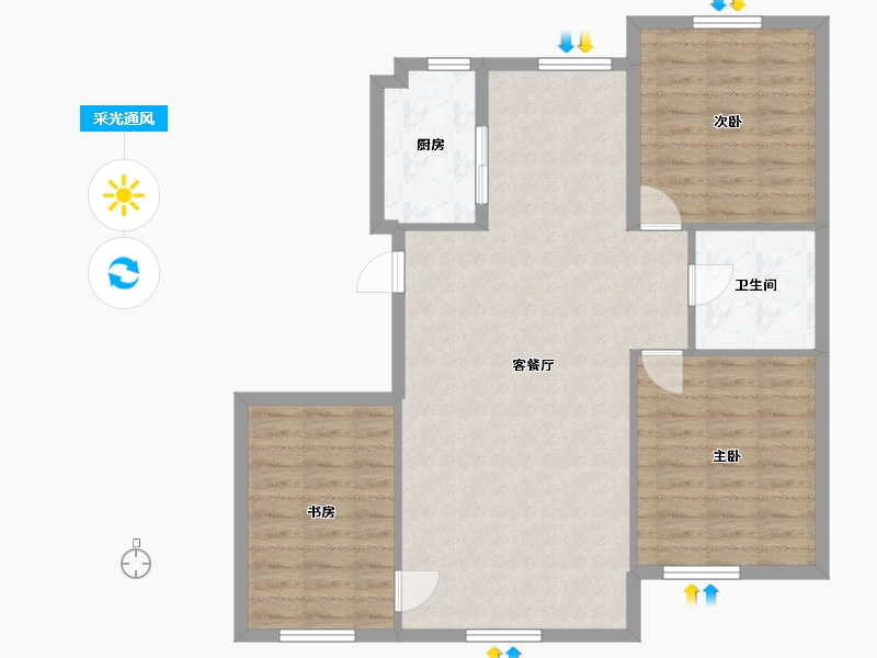 吉林省-白城市-鹤城壹号院-93.27-户型库-采光通风