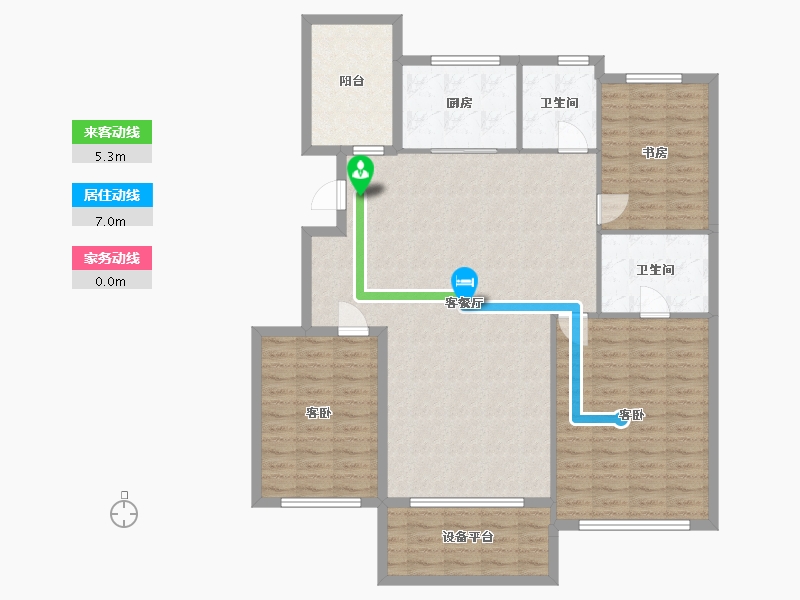 辽宁省-盘锦市-总部生态城·泰郡三期-128.87-户型库-动静线