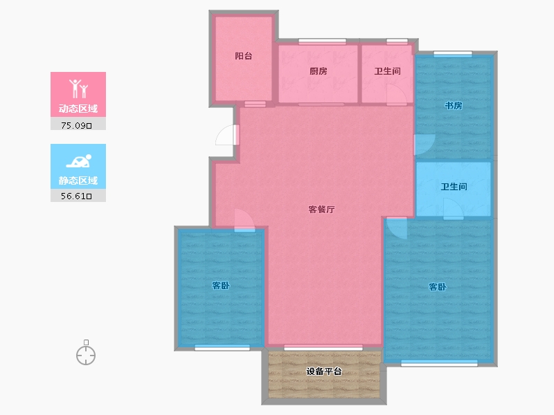 辽宁省-盘锦市-总部生态城·泰郡三期-128.87-户型库-动静分区