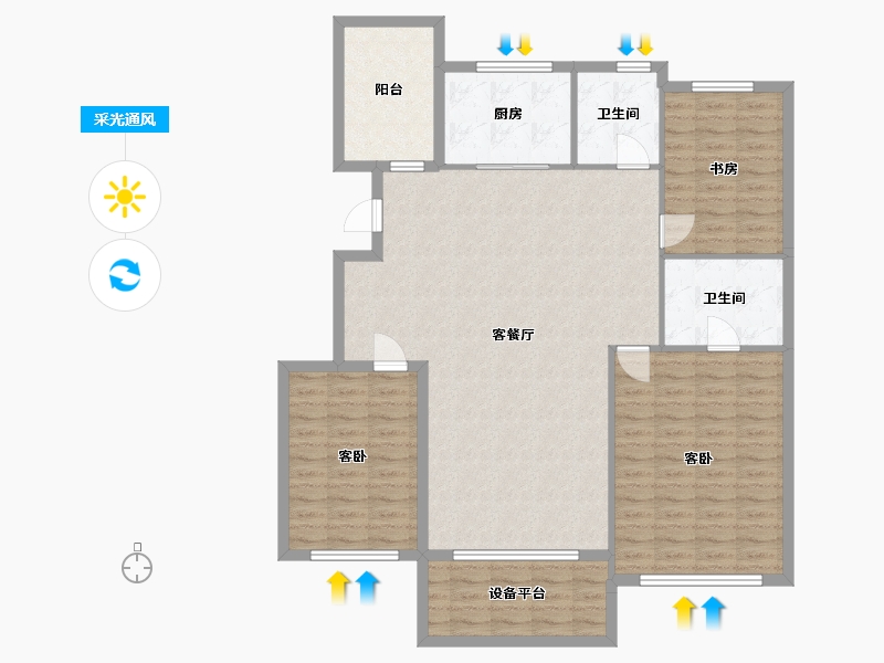 辽宁省-盘锦市-总部生态城·泰郡三期-128.87-户型库-采光通风