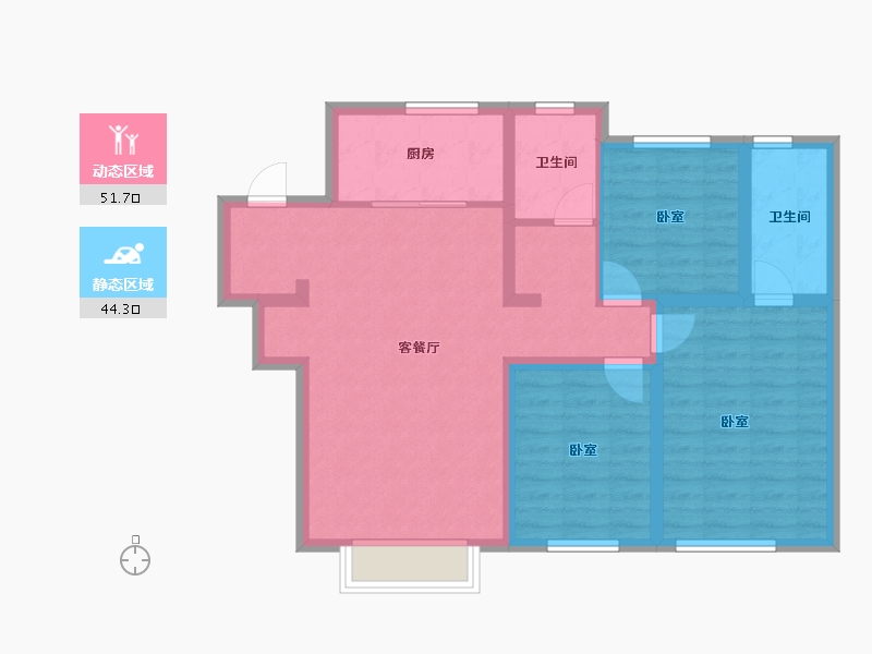 吉林省-四平市-四平吴中桃花源-85.46-户型库-动静分区