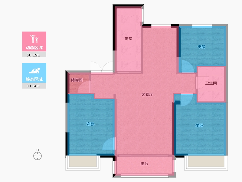 黑龙江省-哈尔滨市-哈尔滨宝能城-73.46-户型库-动静分区