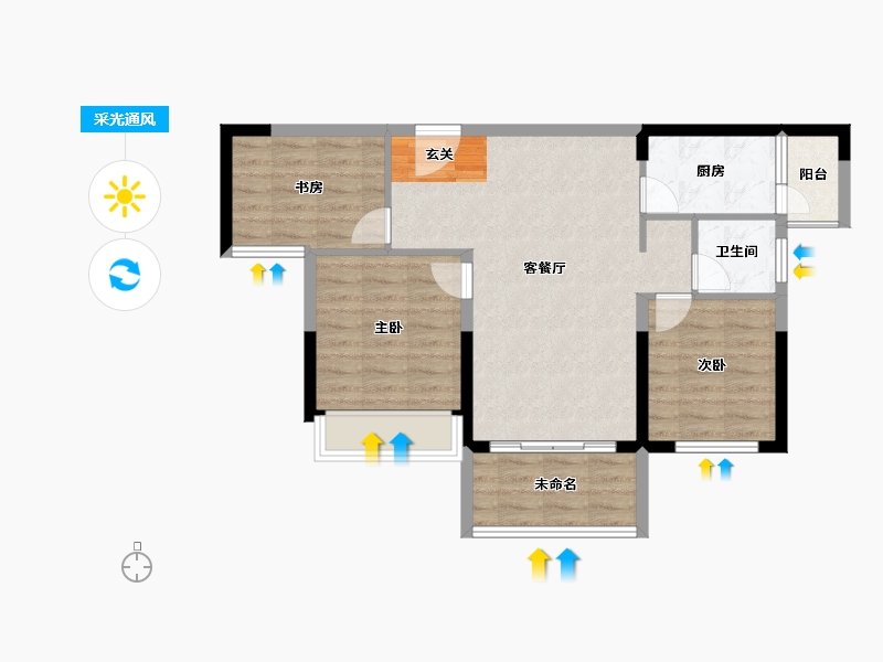 云南省-曲靖市-富源宏发梧桐苑-72.01-户型库-采光通风