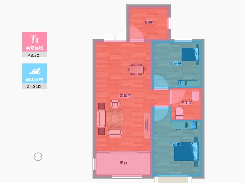 河北省-邯郸市-荣盛公园印象-65.99-户型库-动静分区