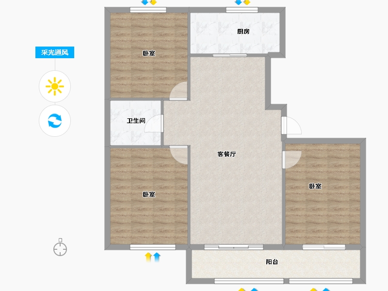 吉林省-四平市-四平九洲第五郡-99.57-户型库-采光通风