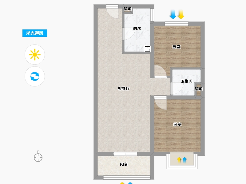 山西省-太原市-远洋万和四季-57.98-户型库-采光通风