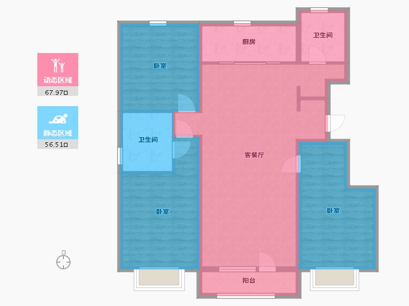 辽宁省-丹东市-恒景·溪山上華居-112.12-户型库-动静分区