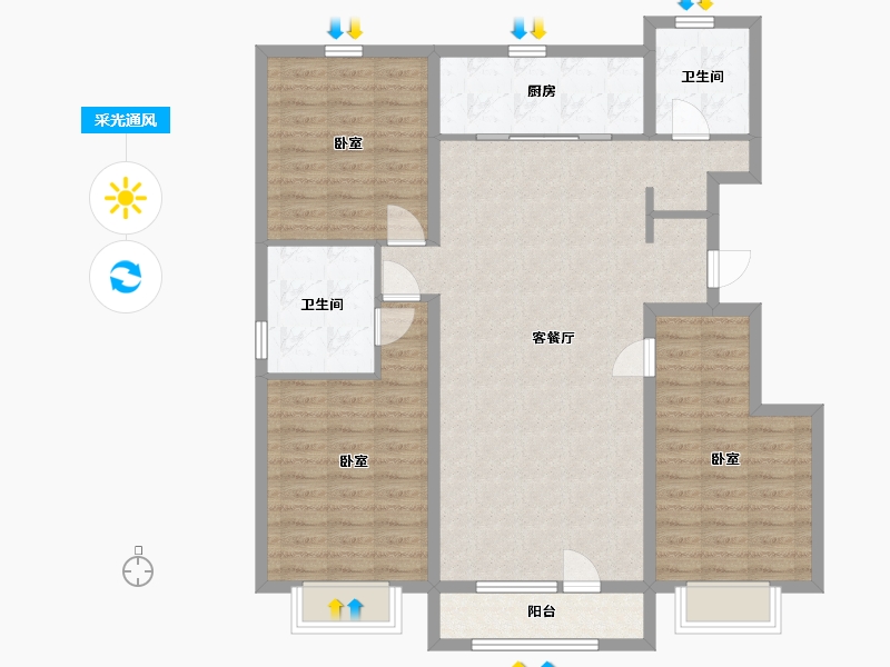 辽宁省-丹东市-恒景·溪山上華居-112.12-户型库-采光通风