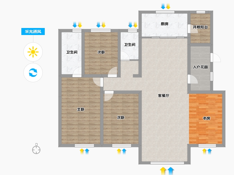 吉林省-四平市-四平顺达・东樾府-135.14-户型库-采光通风