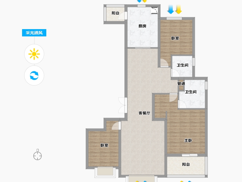 山西省-太原市-太原恒大天宸-116.80-户型库-采光通风