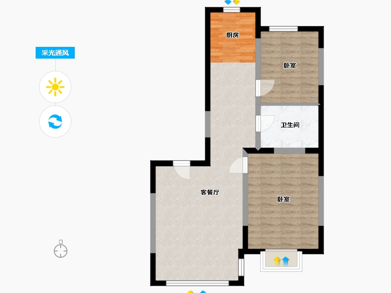 辽宁省-丹东市-和顺·中央花城-68.80-户型库-采光通风