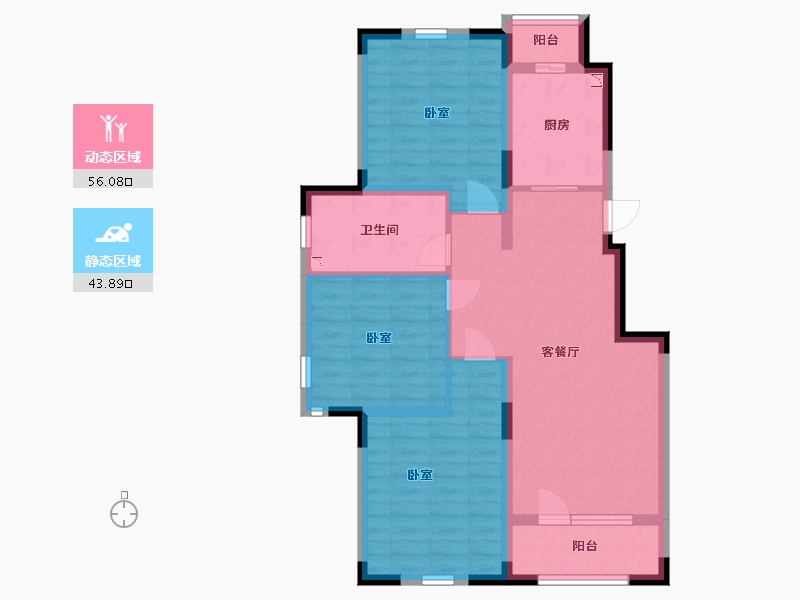 辽宁省-丹东市-永同昌·翡翠壹号-89.00-户型库-动静分区