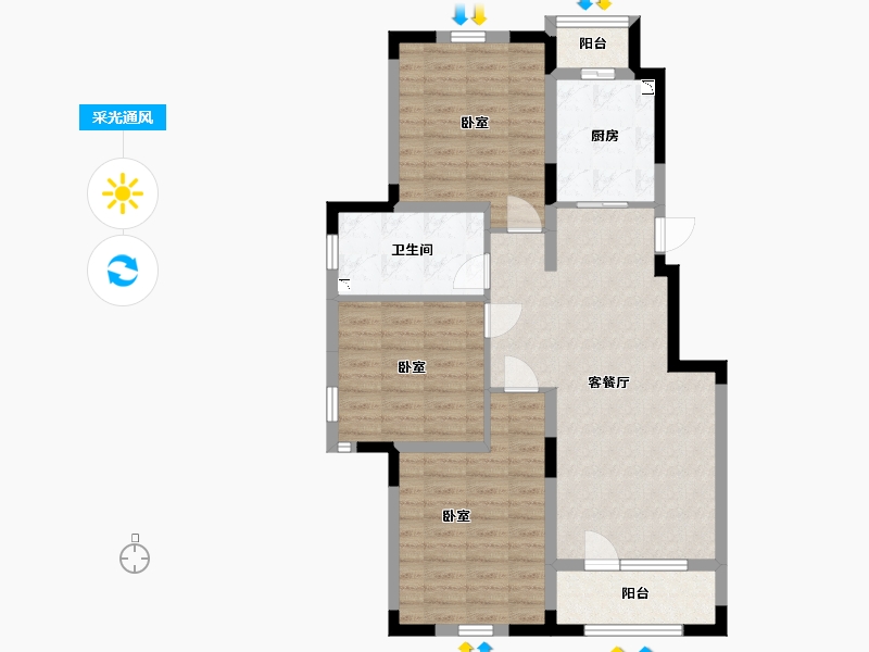 辽宁省-丹东市-永同昌·翡翠壹号-89.00-户型库-采光通风