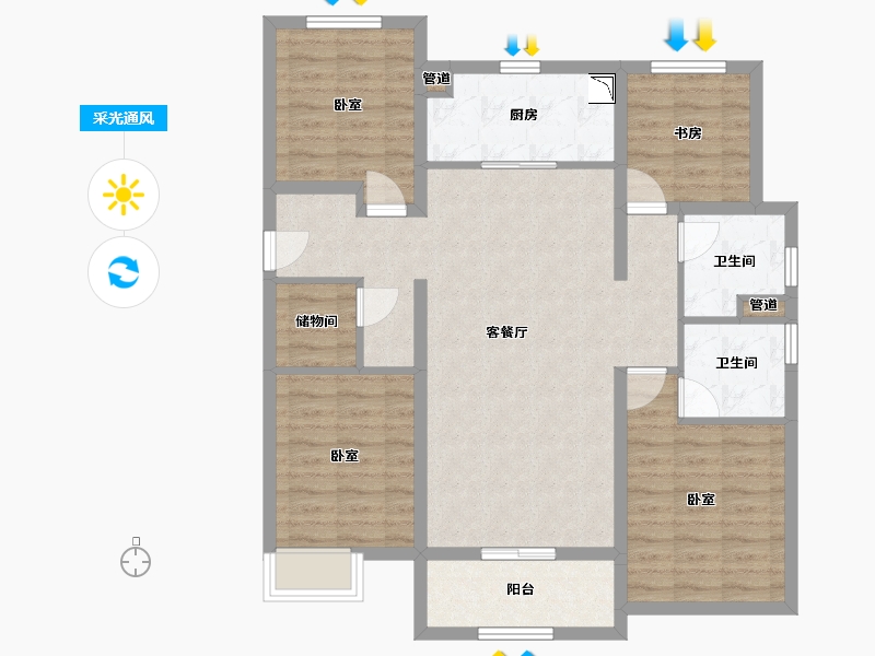 山西省-太原市-远洋万和四季-98.73-户型库-采光通风