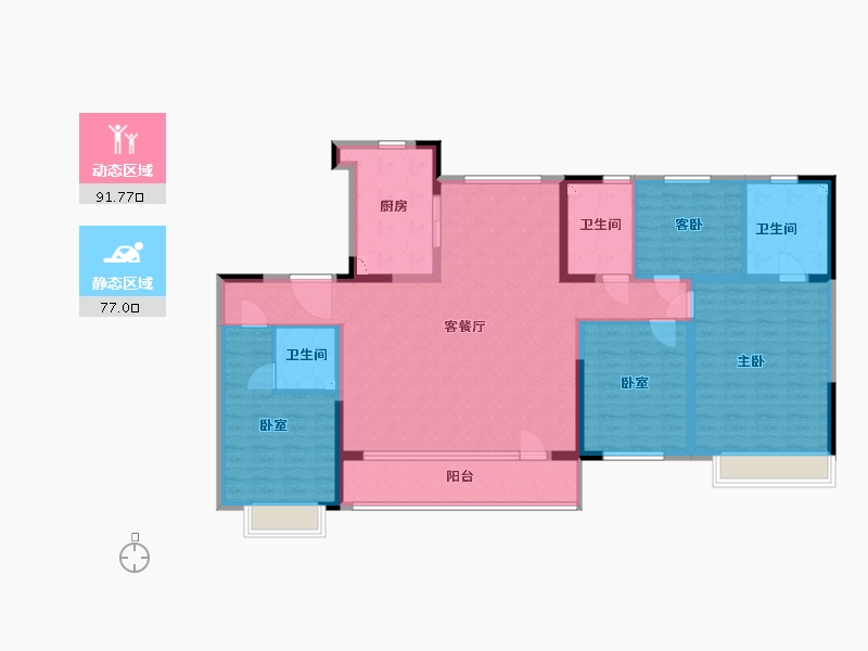 辽宁省-本溪市-本溪碧桂园·溪山云著-152.00-户型库-动静分区