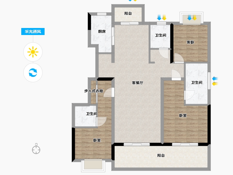 云南省-昆明市-世博生态城蓝湖邻里-115.19-户型库-采光通风