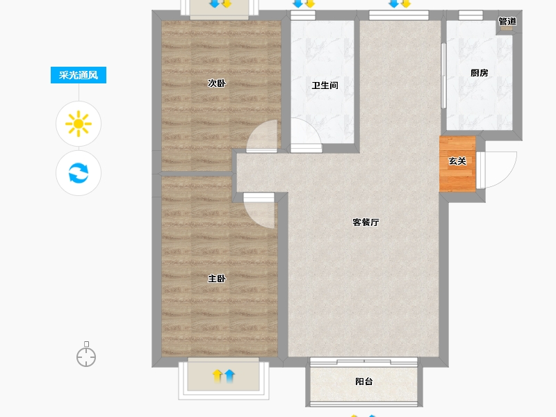 辽宁省-大连市-大连海湾城-67.86-户型库-采光通风