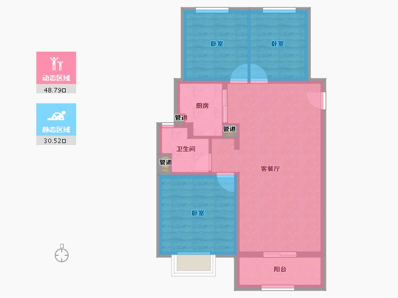 山西省-太原市-远洋万和四季-71.25-户型库-动静分区