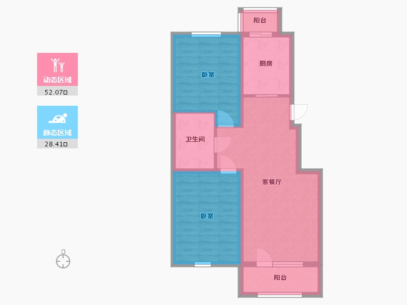 辽宁省-丹东市-永同昌·翡翠壹号-71.51-户型库-动静分区