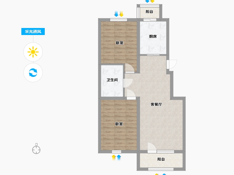 辽宁省-丹东市-永同昌·翡翠壹号-71.51-户型库-采光通风