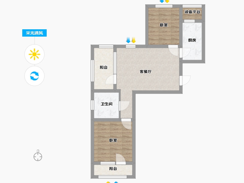 辽宁省-大连市-中车花溪镇二期-55.48-户型库-采光通风