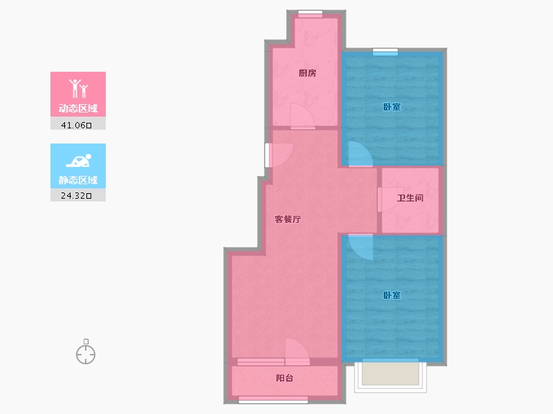 辽宁省-丹东市-恒景·溪山上華居-57.84-户型库-动静分区