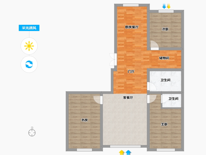 吉林省-辽源市-星源城湖语墅-101.17-户型库-采光通风