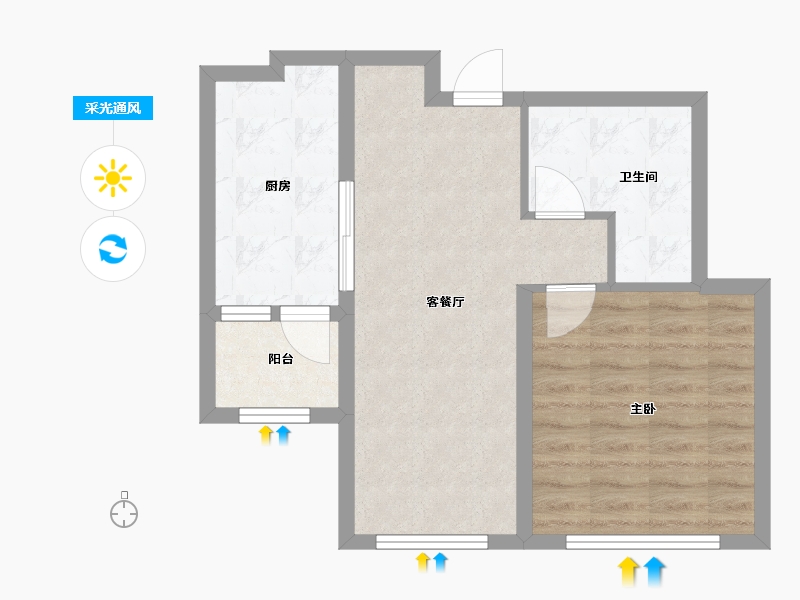 内蒙古自治区-呼和浩特市-呼和浩特恒大翡翠华庭-53.16-户型库-采光通风