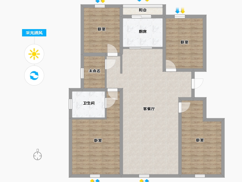 辽宁省-丹东市-永同昌·翡翠壹号-116.38-户型库-采光通风