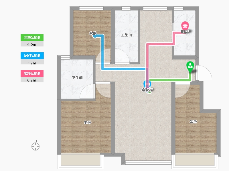 辽宁省-大连市-华润置地幸福里-85.15-户型库-动静线