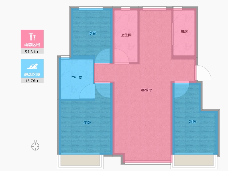 辽宁省-大连市-华润置地幸福里-85.15-户型库-动静分区