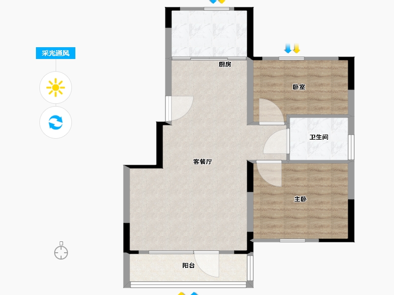 辽宁省-抚顺市-水岸名苑-70.00-户型库-采光通风