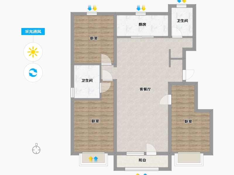 辽宁省-丹东市-恒景·溪山上華居-98.42-户型库-采光通风