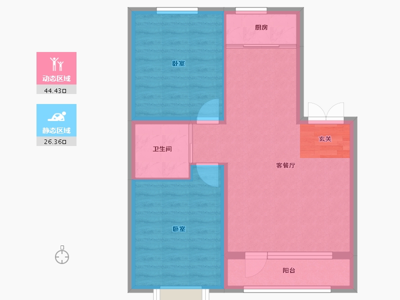 辽宁省-盘锦市-中天壹品-63.63-户型库-动静分区