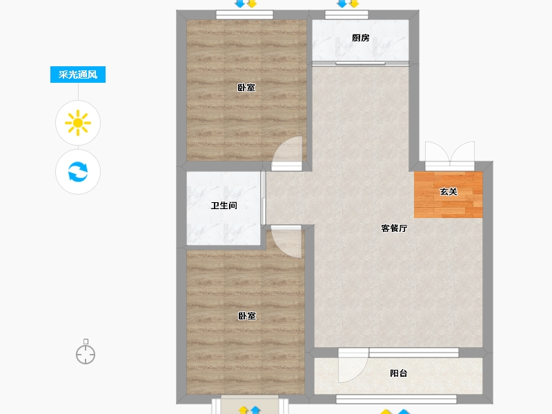 辽宁省-盘锦市-中天壹品-63.63-户型库-采光通风