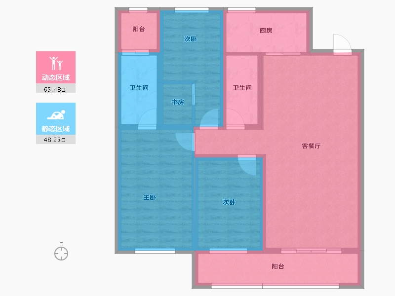 吉林省-四平市-四平巨展幸福里-100.83-户型库-动静分区