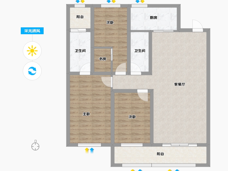 吉林省-四平市-四平巨展幸福里-100.83-户型库-采光通风